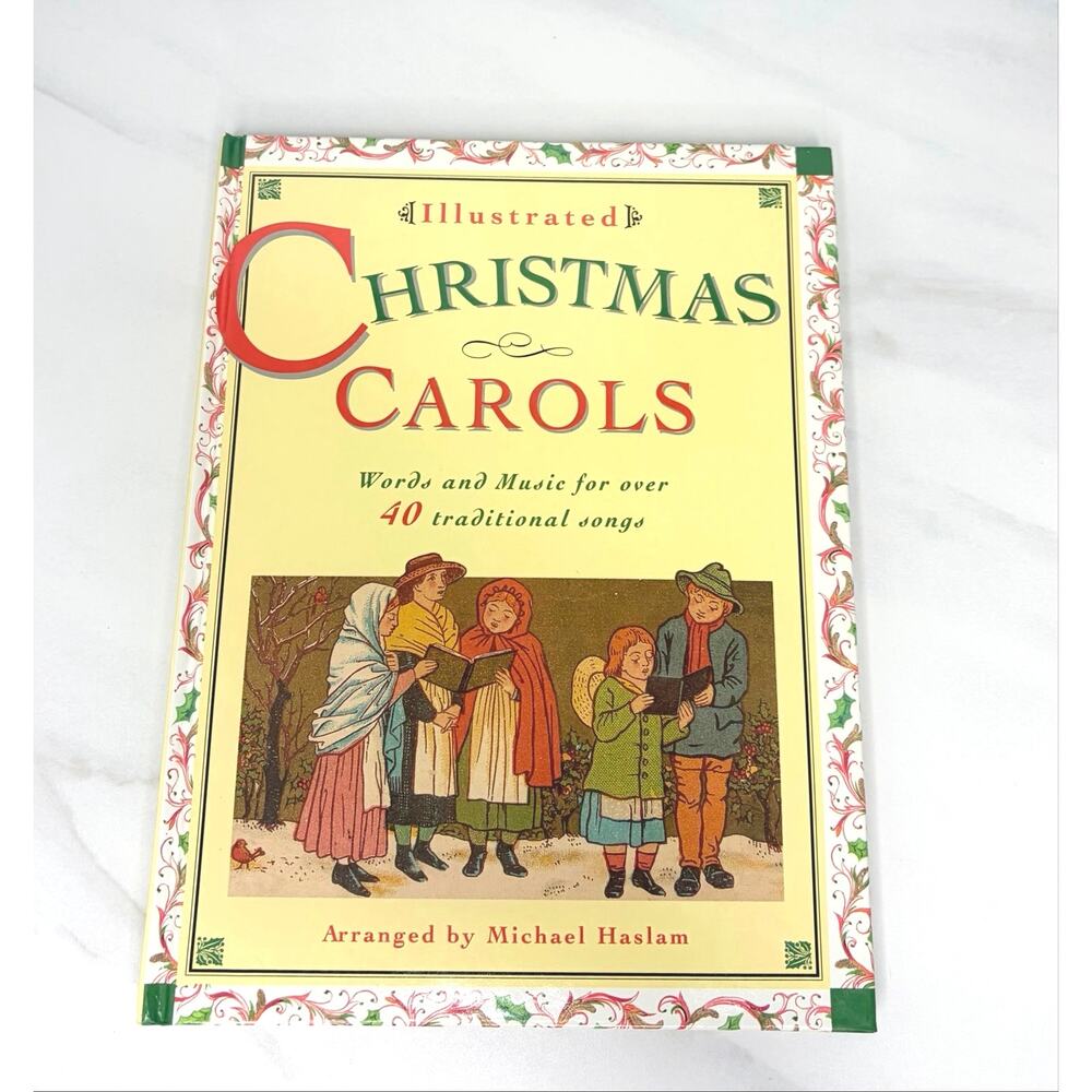 Vintage 1992 Illustrated Christmas Carols Michael Haslam Book Music & Words